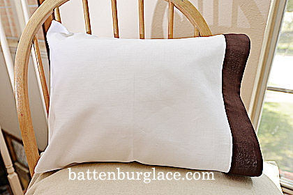 Hemstitch Baby Pillowcase, brown color border, 2 cases - Click Image to Close